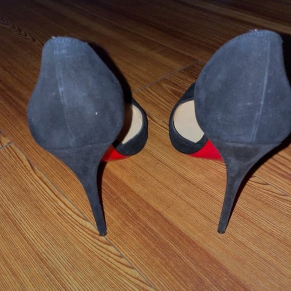 Black Christian Louboutin Iriza Half d'Orsay Suede Pumps - Picture 3 of 6